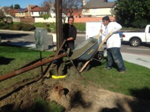 pouring concrete footing with pole